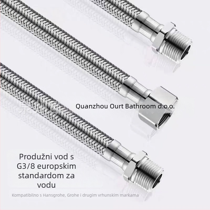 Nehrđajući čelični opleteni adapter s vanjskim navojem 3/8, 304 SS, ručno spajanje, 0–90°C, 1.0 MPa