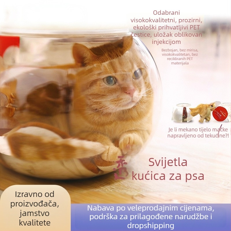 PET gnijezdo za mačke — proziran kapsulni dizajn, prostrano unutarnje, poluzatvoren dišući, pogodno za sve sezone, jednostavno za održavanje
