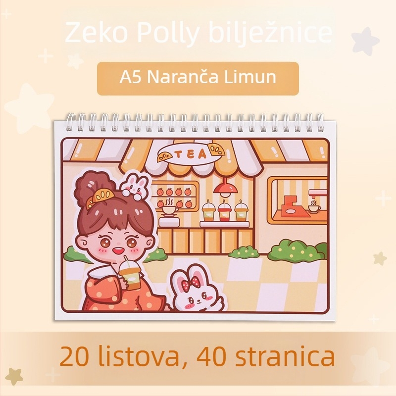 Zapisnik s listovima, papir 120 g, japansko-korejski sladak stil