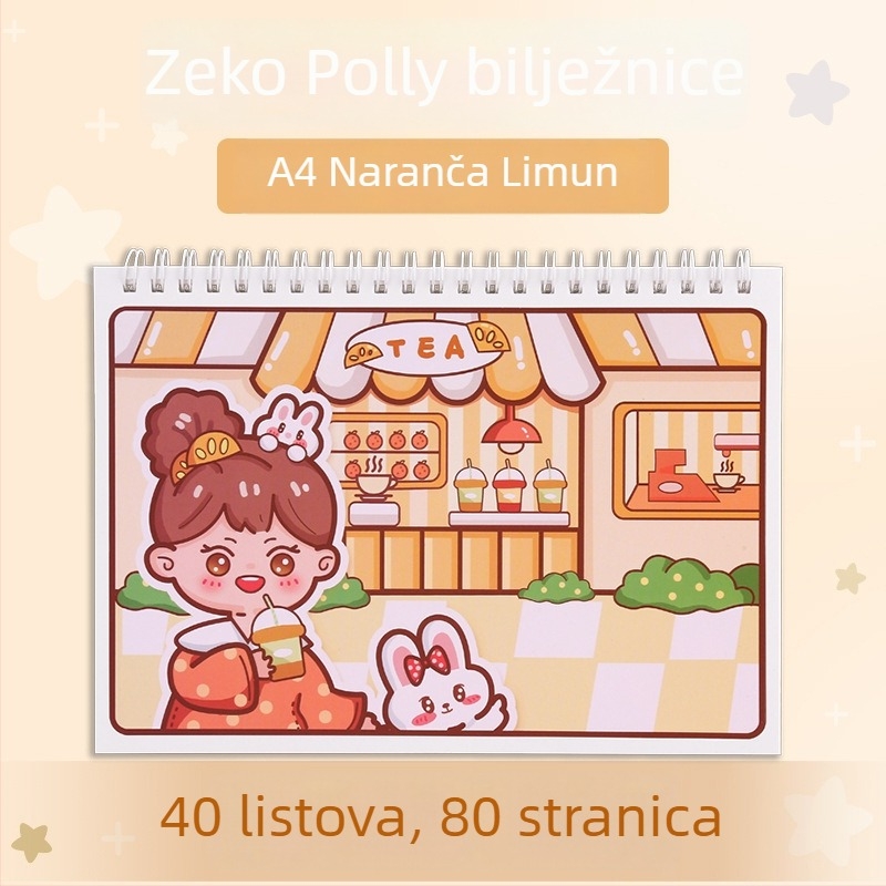 Zapisnik s listovima, papir 120 g, japansko-korejski sladak stil