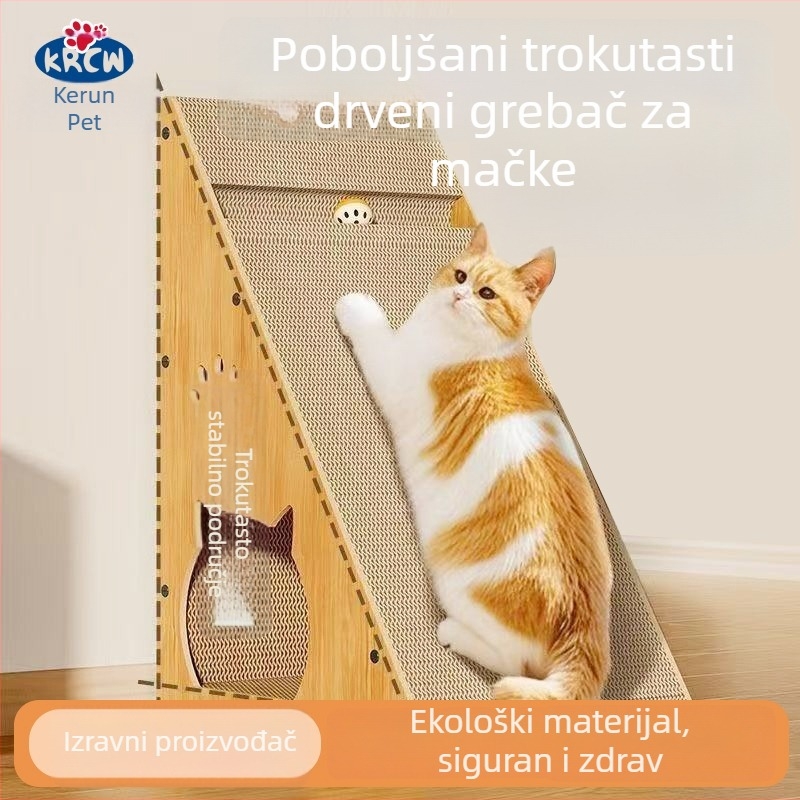 Uspravni trokutasti mačji greben za grebanje od debelog valovitog papira, okvir za penjanje za mačke, otporan na habanje, bez vlakana