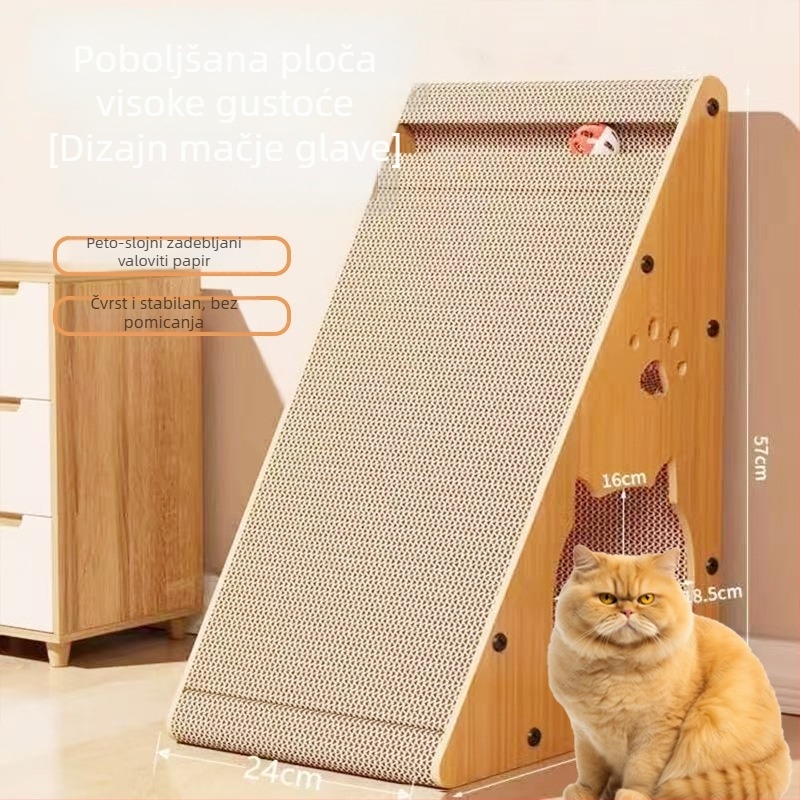 Uspravni trokutasti mačji greben za grebanje od debelog valovitog papira, okvir za penjanje za mačke, otporan na habanje, bez vlakana