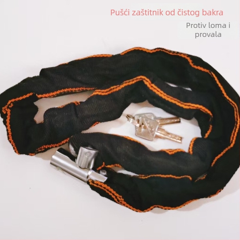 Lančani katanac za bicikle i električne bicikle — čelični lanac s platnenim premazom i okruglom glavom, prijenosno, marka Shangmeijia, modern minimalistički stil, mogućnost prilagodbe