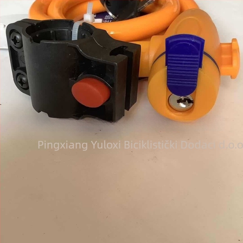 Zamka za planinski bicikl s čeličnim kabelom i plastičnim omotačem; Model Mountain bike lock; Primjena: planinski bicikl, električno vozilo, motocikl; Težina: 260 g