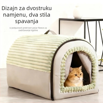 Zatvoreni mačji dom za sve sezone, održava toplinu, unutarnja upotreba, platnena konstrukcija, uklonjivo i perivo