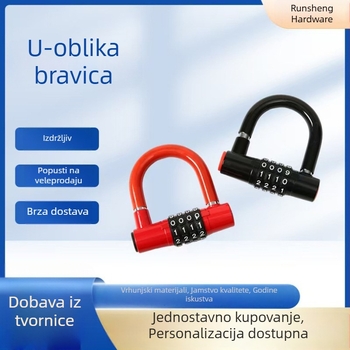 U-oblik katnica za vitrine s lozinkom, materijal PVC i cinkov spoj, debljina šiljka 11,6 mm, razmak između šiljaka 91,2 mm