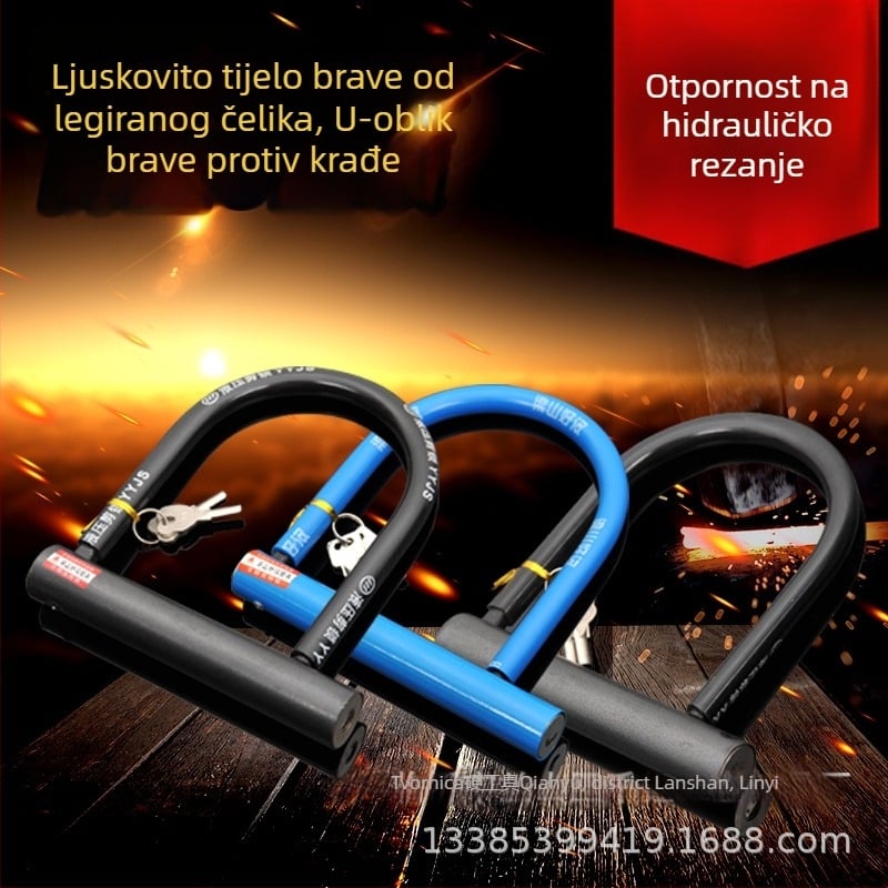 U-oblika brava protiv krađe za bicikle, motocikle i električna vozila — metalna brava marke Xinyu (Model: Višestruki, Težina: 0-2, Opseg primjene: vrata vozila)