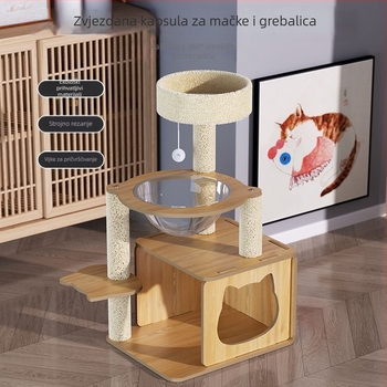 Sisal mačji toranj s integriranim ležištem i pločom za grebanje – jednostavan stil, ušteda prostora