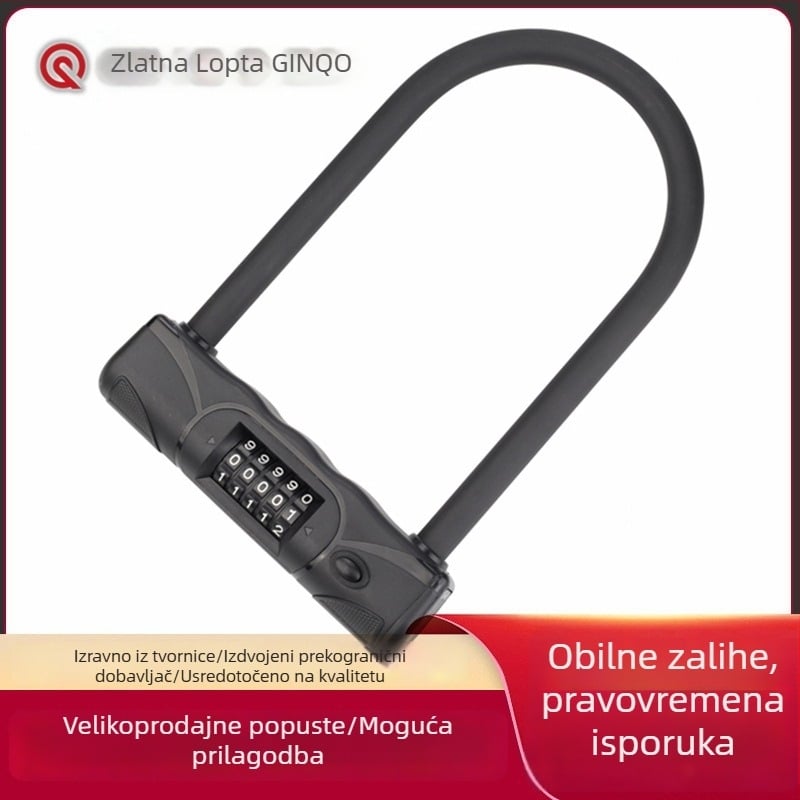 U-tipa katnica za bicikl s 5-znamenkastim kodom, cinkog legura, debljina šipke 15 mm, razmak šipki 105 mm