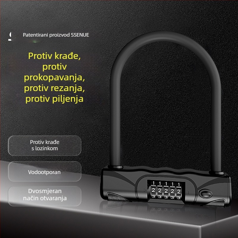 U-tipa katnica za bicikl s 5-znamenkastim kodom, cinkog legura, debljina šipke 15 mm, razmak šipki 105 mm