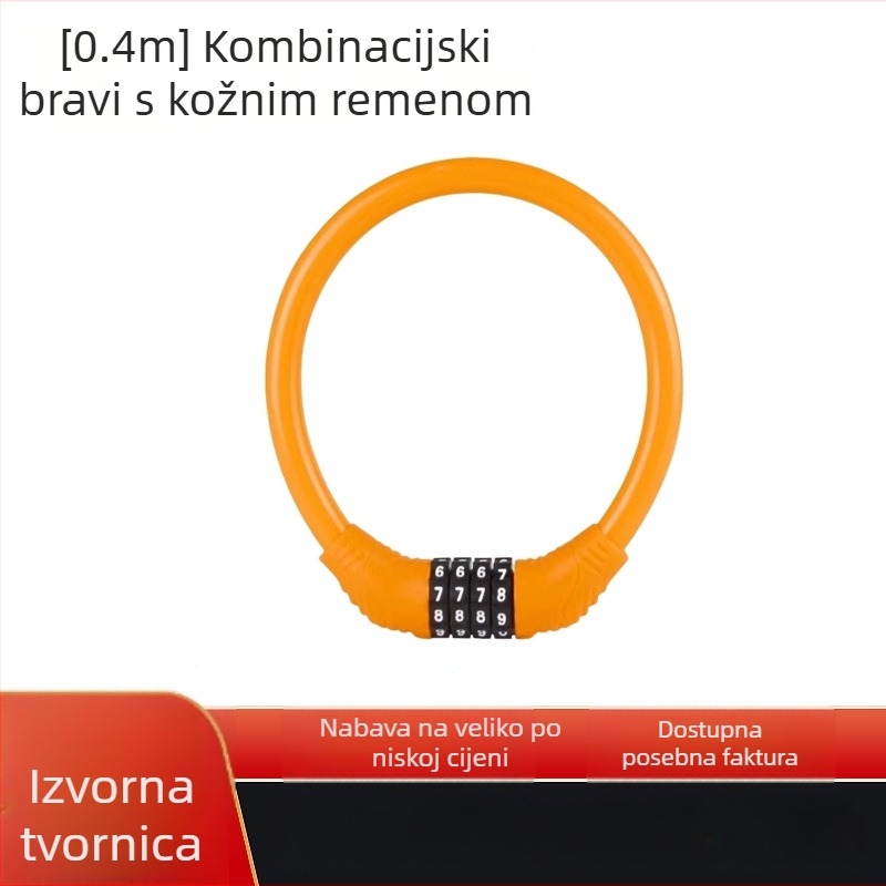 Brava za bicikl s kodom, prijenosna za planinske bicikle i električna vozila; model Wj–pq03; duljina 0.8 m; materijal ABS+zlitina+PVC; univerzalna primjena
