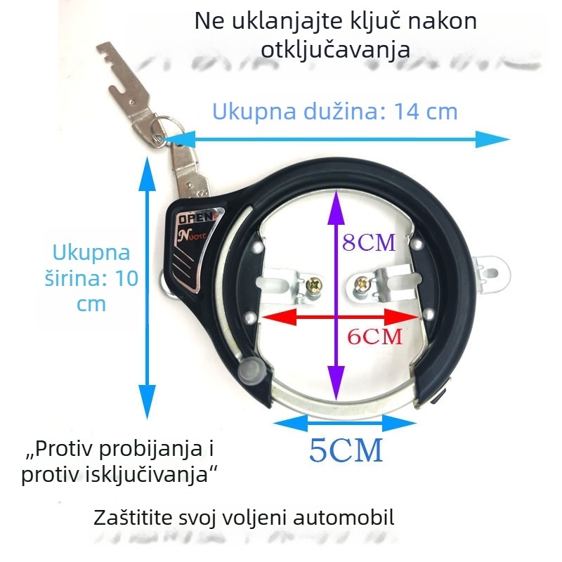 Prijenosni U-zaključak za bicikl, čelik, težina 144 g