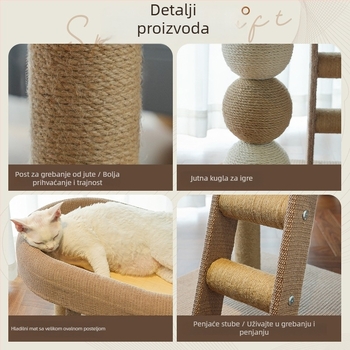 Mačja toranj s integriranim gnijezdom i grebalom – platno, pastoralni stil, Meow Fairy