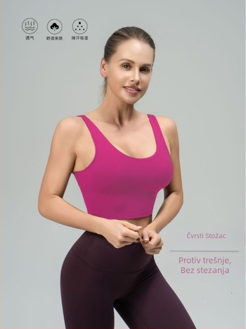 luludaring Ženski sportski grudnjak za yogu s U-krmom leđa i uklonjivim jastučićima – brzo sušenje najlona, kratak kroj