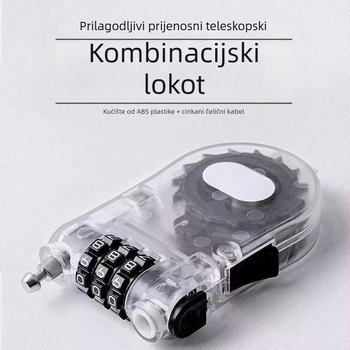 3-znamenkasti zaključavanje s parolom od ABS plastike za kovčege, kolica i kacige, s teleskopskim čeličnim sajlom