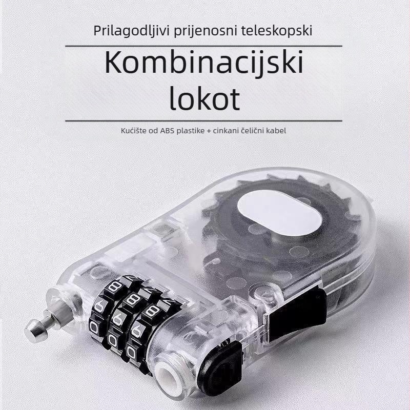 3-znamenkasti zaključavanje s parolom od ABS plastike za kovčege, kolica i kacige, s teleskopskim čeličnim sajlom