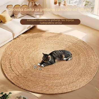 Len-sisal daska za grebanje mačaka, zidna montaža, japansko-skandinavski stil, tkana podna prostirka od pamukovog užeta, otporna na habanje za mačje šape