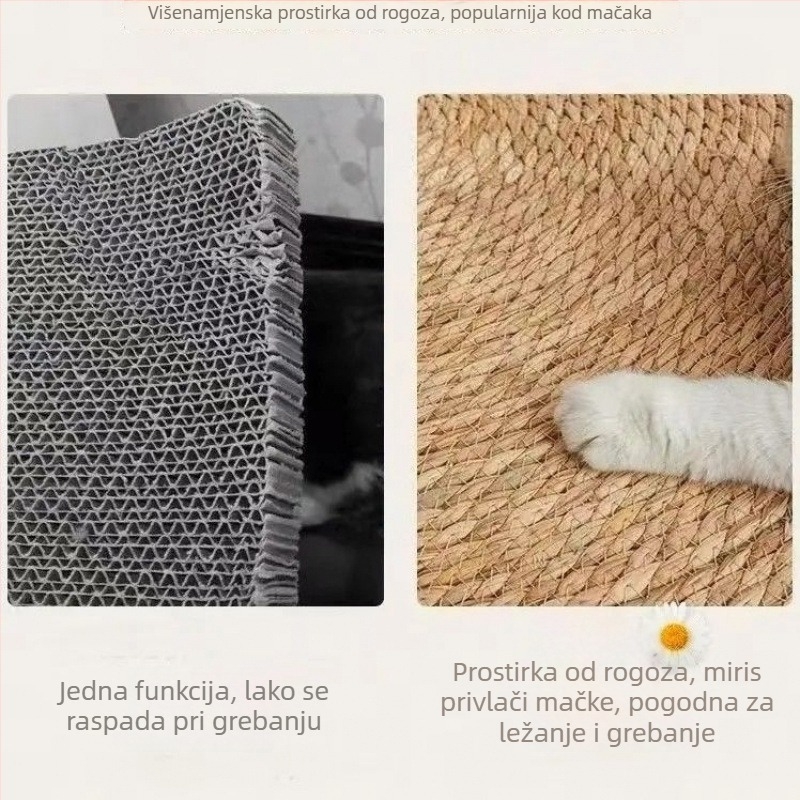 Len-sisal daska za grebanje mačaka, zidna montaža, japansko-skandinavski stil, tkana podna prostirka od pamukovog užeta, otporna na habanje za mačje šape