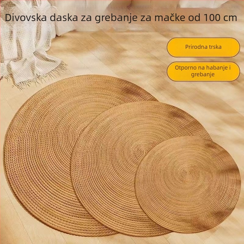 Len-sisal daska za grebanje mačaka, zidna montaža, japansko-skandinavski stil, tkana podna prostirka od pamukovog užeta, otporna na habanje za mačje šape