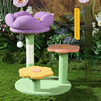 Dreams come true Drvena mačja kula s toplim gnijezdom, skakačkom platformom i integriranim stupom za grebanje