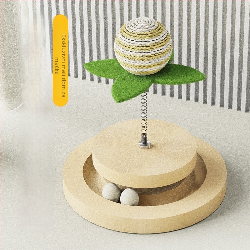 Dreams come true Drvena mačja kula s toplim gnijezdom, skakačkom platformom i integriranim stupom za grebanje