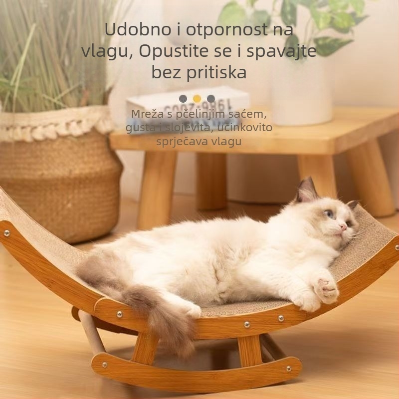 Grebalica za mačke s dizajnom ljuljačke - zidna, otporna na habanje, valoviti papir i gusto ploča, sladak stil