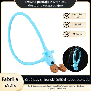 Katanac za bicikl sa silikonskim premazom na čeličnom kabelu - prstenastog oblika, katanac s kablom i ključem, 132 g, za bicikle, električna vozila i motocikle
