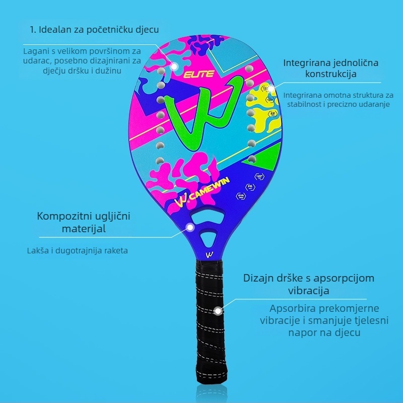 Kaiwei 4033 Dječja tenis reketa – karbonski okvir, G2 drška, pravilan profil, za početnike