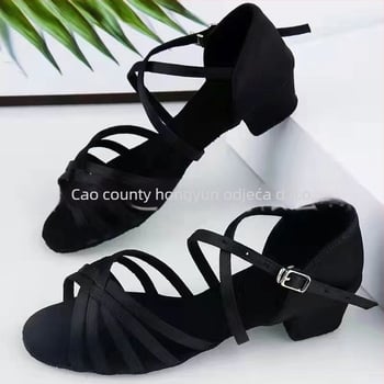 Dječje latino plesne cipele za djevojčice – lagane, mekana podstava, gumeni đon i plosni potpetice