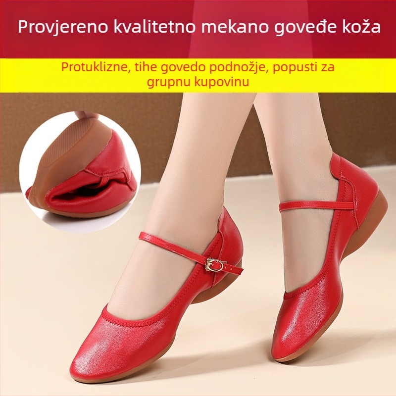 Plesne cipele za odrasle žene s potplatom od telećeg tetiva, prozračne, lagane, apsorpcija udara