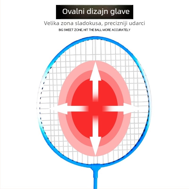 Regail 7007 set reketa za badminton — trenizni reketa s čeličnim okvirom, drška G4, tvrdi štap, 64×20