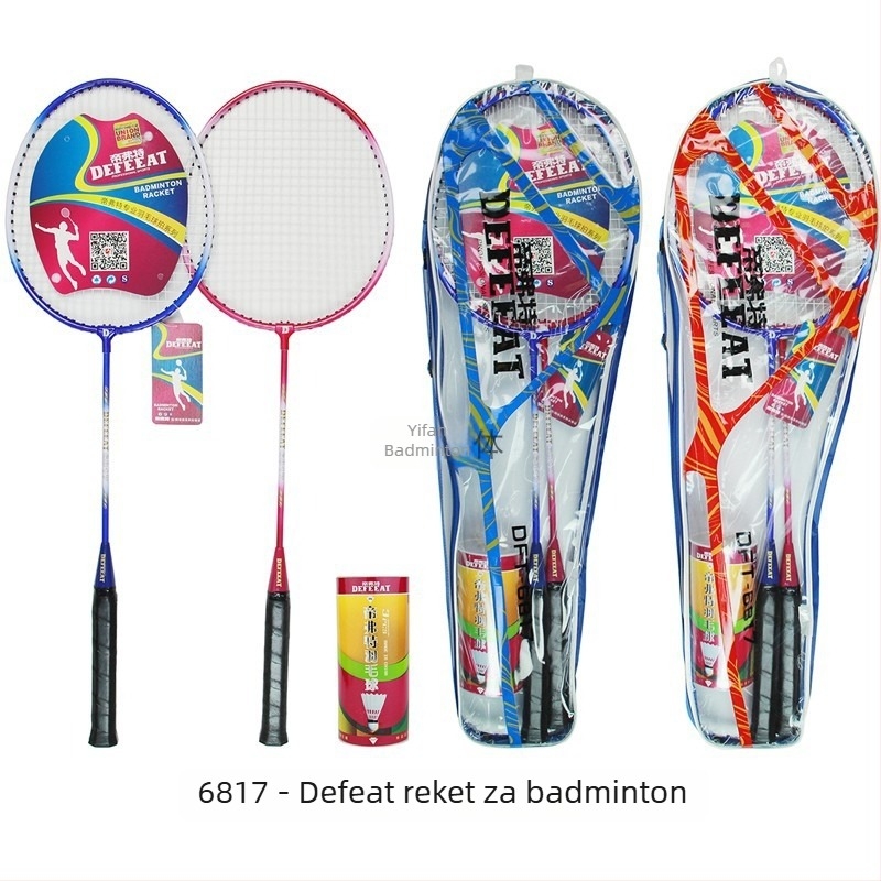 Deft 6817 set badminton (2 reketa + lopta) za obiteljske treninge, težina 80–84 g, debljina drške G3, tvrdoća šipke Umjerena