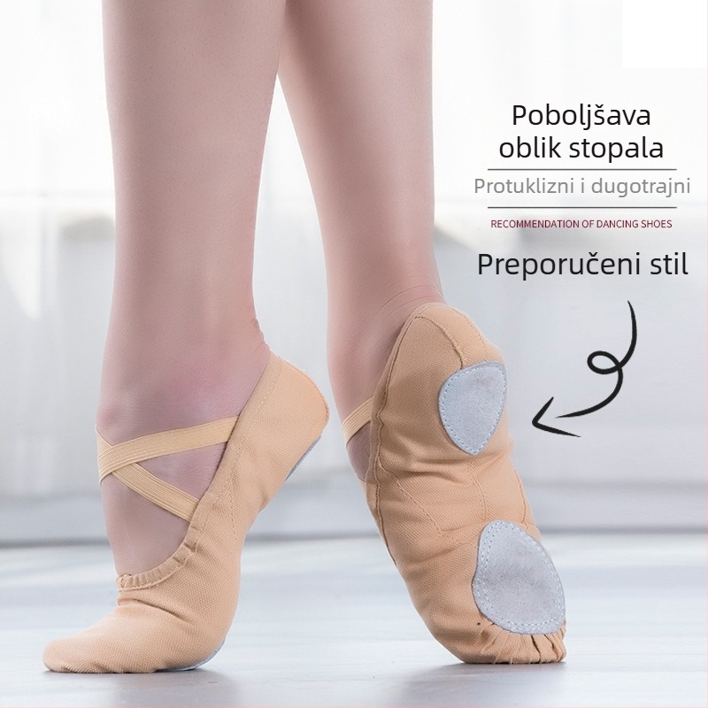 Plesne cipele The Dancer's Song s platnenim gornjim dijelom za djevojčice i djecu — balet i moderni ples, prozračne, lake, otporne na habanje