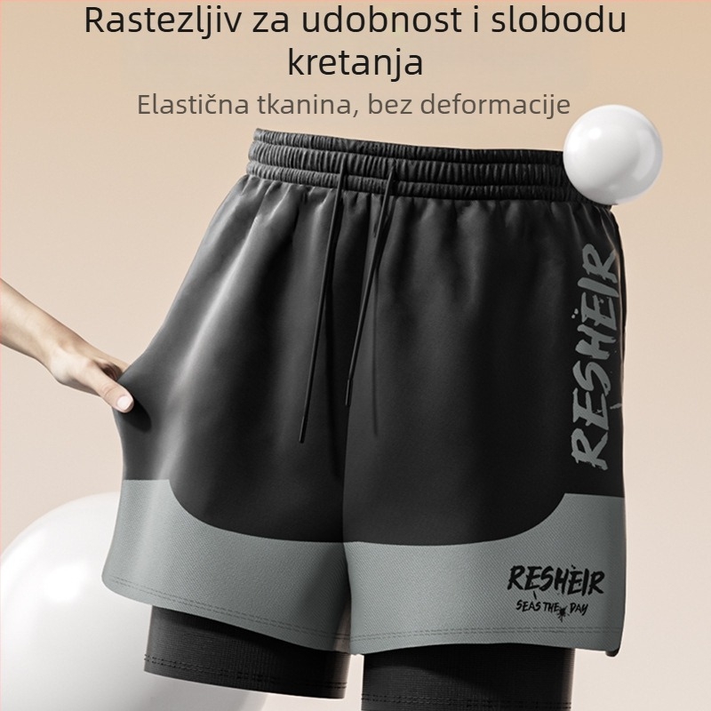 Muške kupaće hlače s dvostrukom slojem, otisak, poliester 92%, podstava poliester 95%, težina 220 g, stil briefs, za plivanje i hodanje u vodi