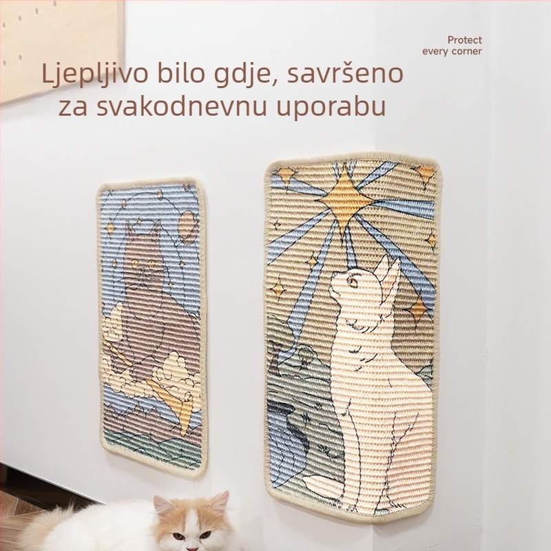 Cat Butler Sisalna Ploča za Grebanje — Zidna Ploča za Zaštitu Kauča, Otporna na Habanje, Sladak Stil