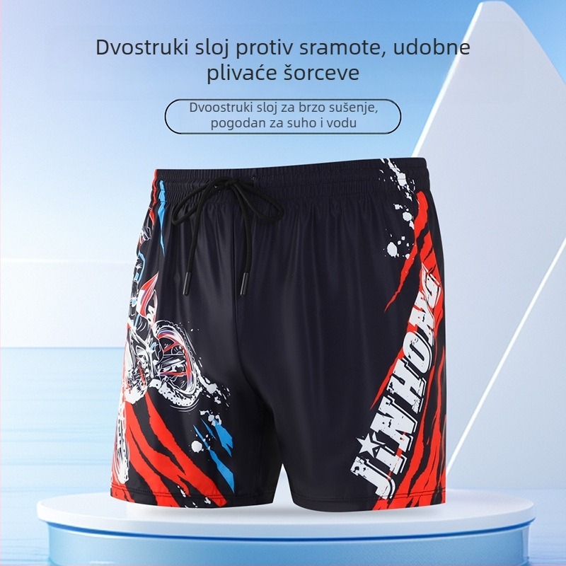 Jin Hong muške plivačke šorceve od poliestera, dvostruki sloj, brzo se suše, tkanina 80% poliestera, podstava 84% poliestera