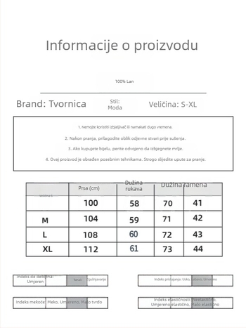 Ženski laneni kostim s prugama – 100% lan, ovratnik jakne, dugi rukavi, proljeće 2025