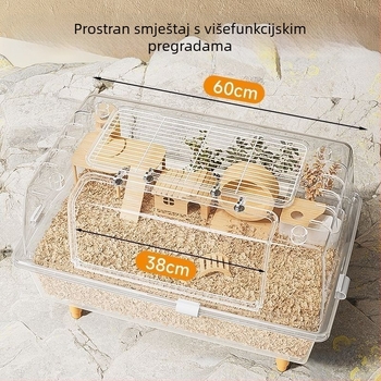 Kavez za hamstera, potpuno proziran, polukrilna konstrukcija, plastični materijal