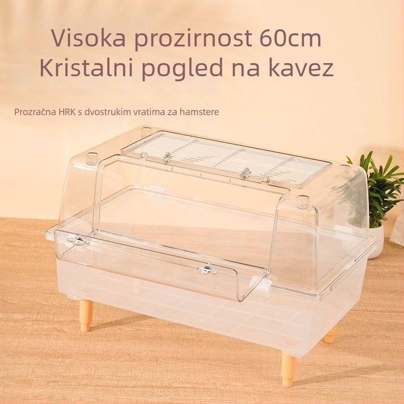 Kavez za hamstera, potpuno proziran, polukrilna konstrukcija, plastični materijal
