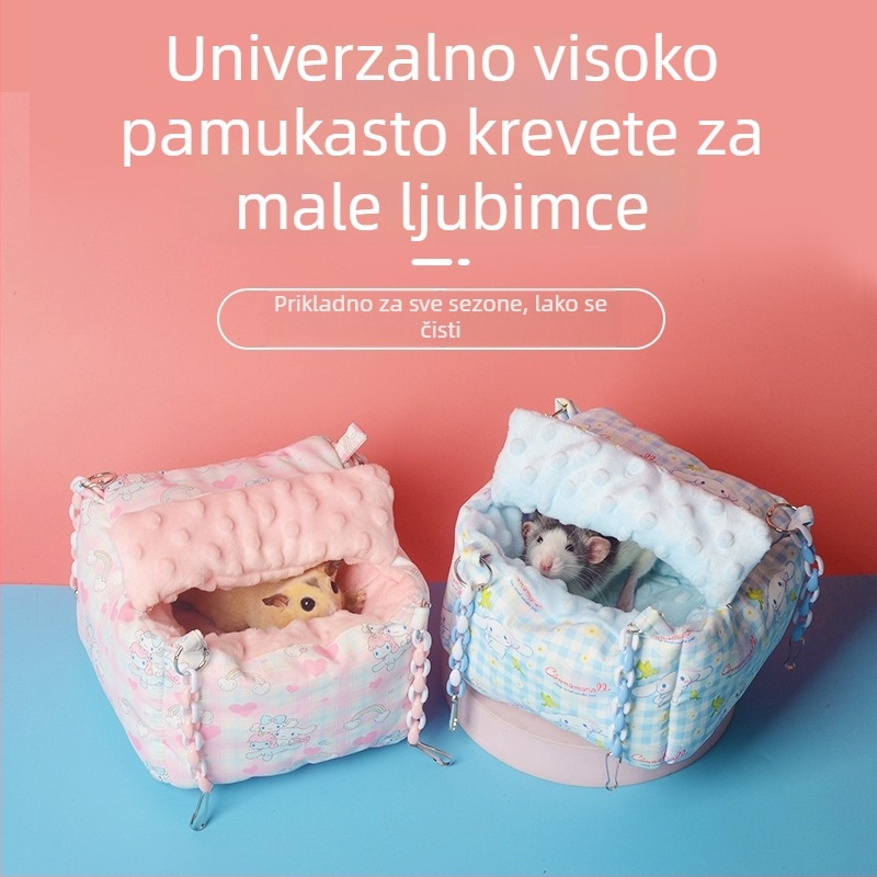 Spavaće gnijezdo za male sisavce — viseće pamucno gnijezdo, poluotvoren dizajn, debela topla izolacija