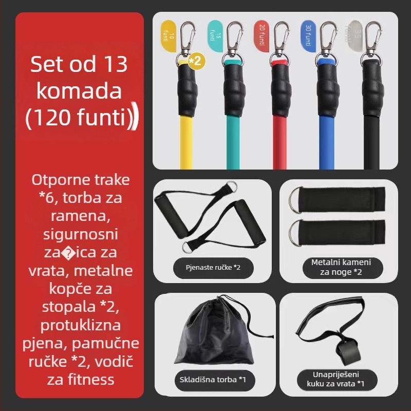 Višestruko otporno uže – TPR materijal, standardna napetost, vježbanje cijelog tijela, pogodno za sve uzraste