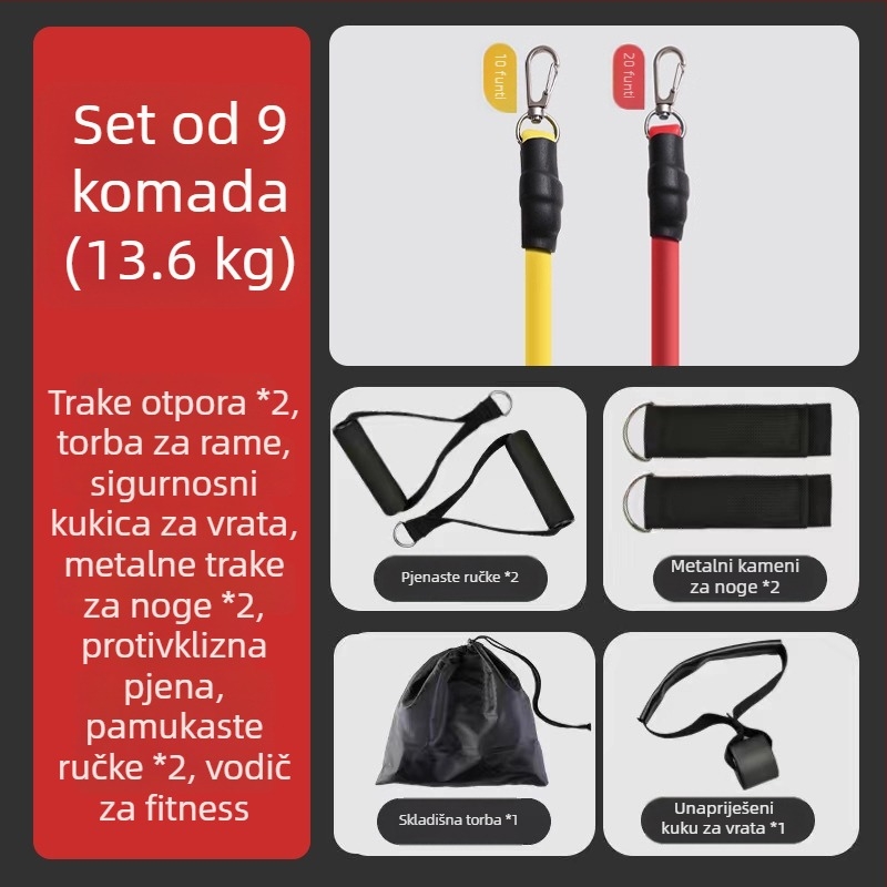 Višestruko otporno uže – TPR materijal, standardna napetost, vježbanje cijelog tijela, pogodno za sve uzraste