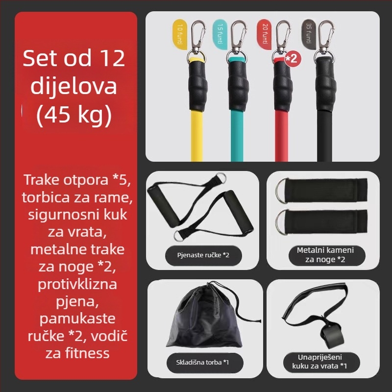 Višestruko otporno uže – TPR materijal, standardna napetost, vježbanje cijelog tijela, pogodno za sve uzraste