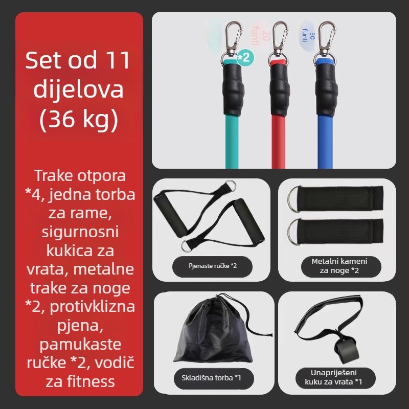 Višestruko otporno uže – TPR materijal, standardna napetost, vježbanje cijelog tijela, pogodno za sve uzraste