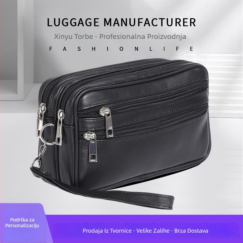 Muška kožna crossbody torba preko ramena, koža prvog sloja teleće kože, podstava od poliestera, otporna na habanje i praktična, gradski minimalistički stil