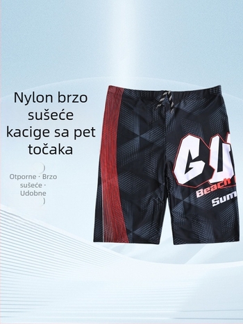 Muške kupaće gaće s blok bojom, poliester, šnura u struku i ravni pojas
