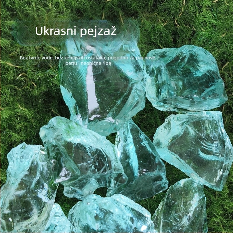 Dekor za akvarij: kristalni kamen za dno s pejzažnim ukrasima od pijeska; pijesak i ledenjački kamen; bez ispiranja
