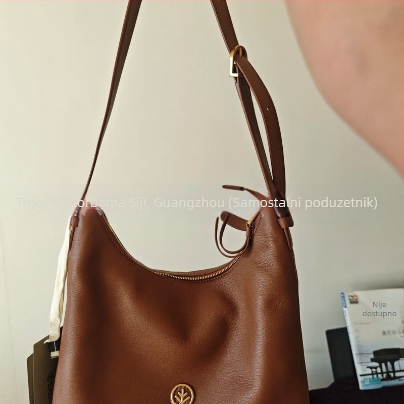 BAGTREE crossbody hobó torbica od kože obrađene biljnim procesom, mala, dvostruka goveđa koža, s jednim remenom za dnevnu upotrebu