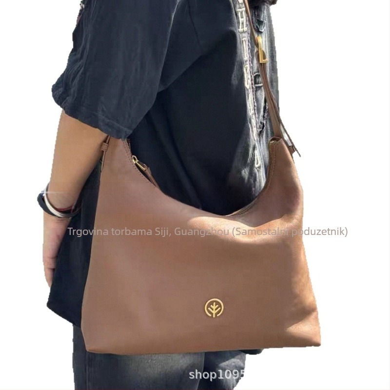 BAGTREE crossbody hobó torbica od kože obrađene biljnim procesom, mala, dvostruka goveđa koža, s jednim remenom za dnevnu upotrebu