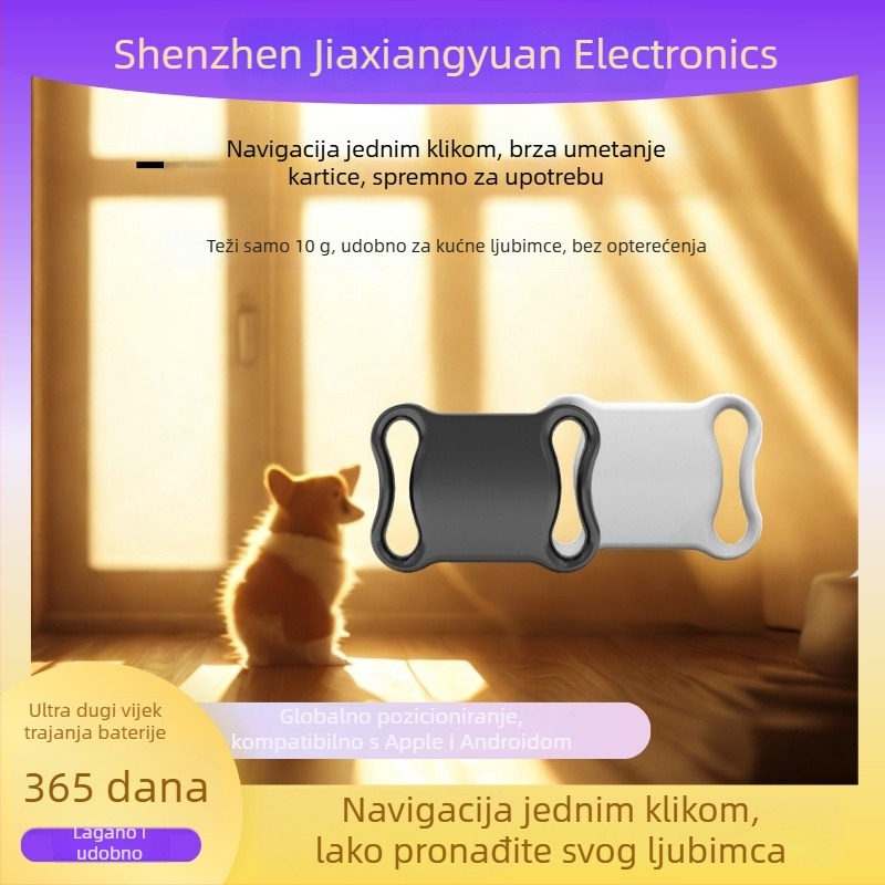 Ovratnik za traženje kućnih ljubimaca s GPS – kompaktan, ABS materijal, baterija tipa gumba, globalno praćenje, 10 g, porijeklo Shenzhen